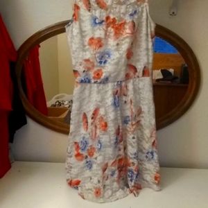 Floral lace overlay skater dress